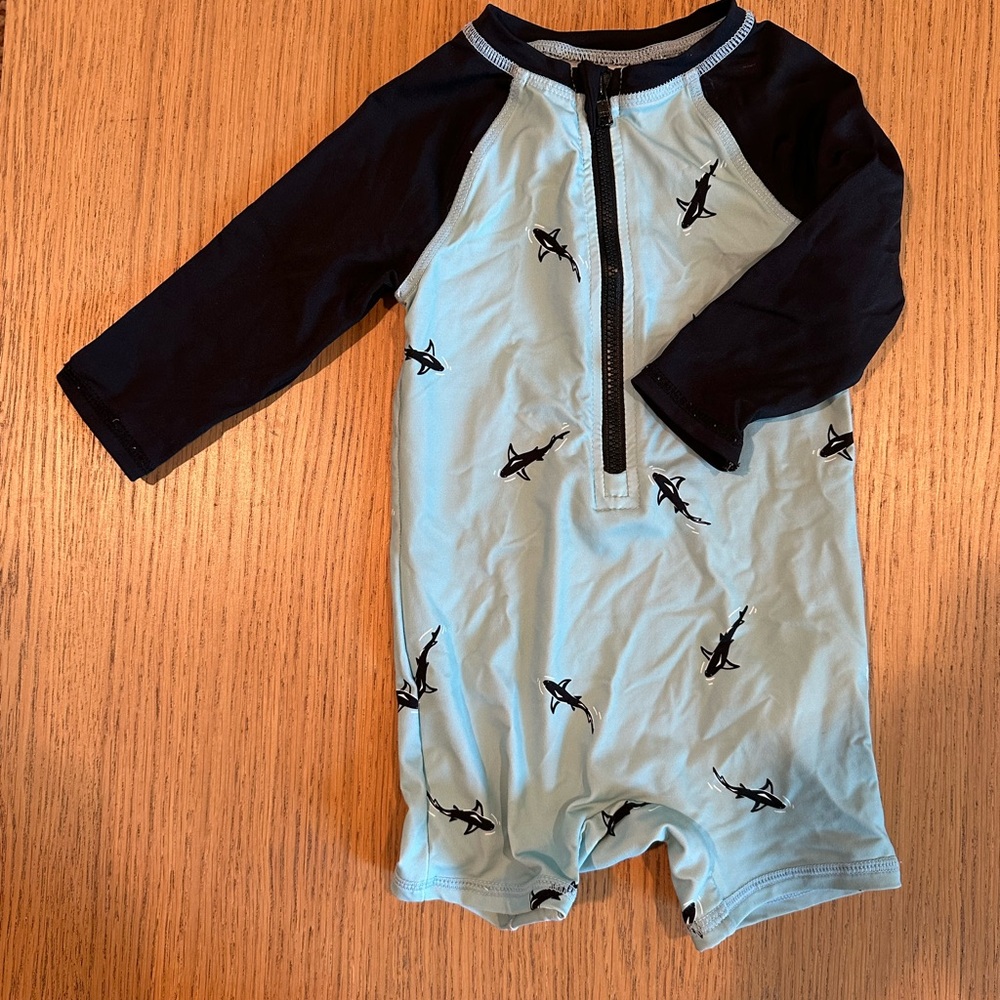 Kids Swim Shark Print Rash Guard